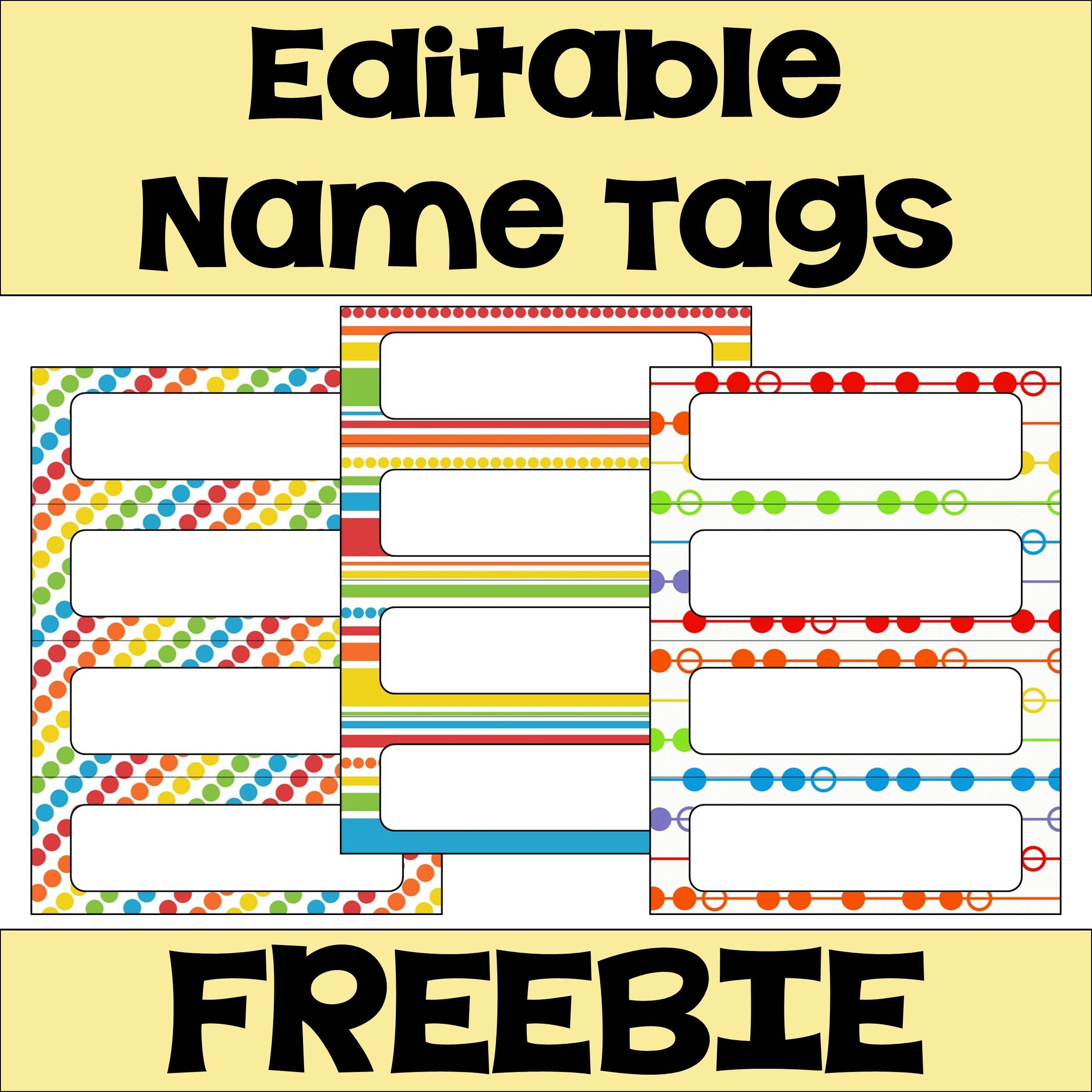 Editable Name Tags FREEBIE