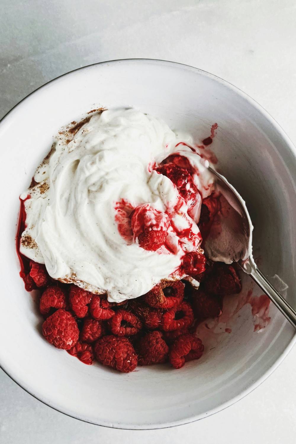 Berries and yogurt are a healthy snack.