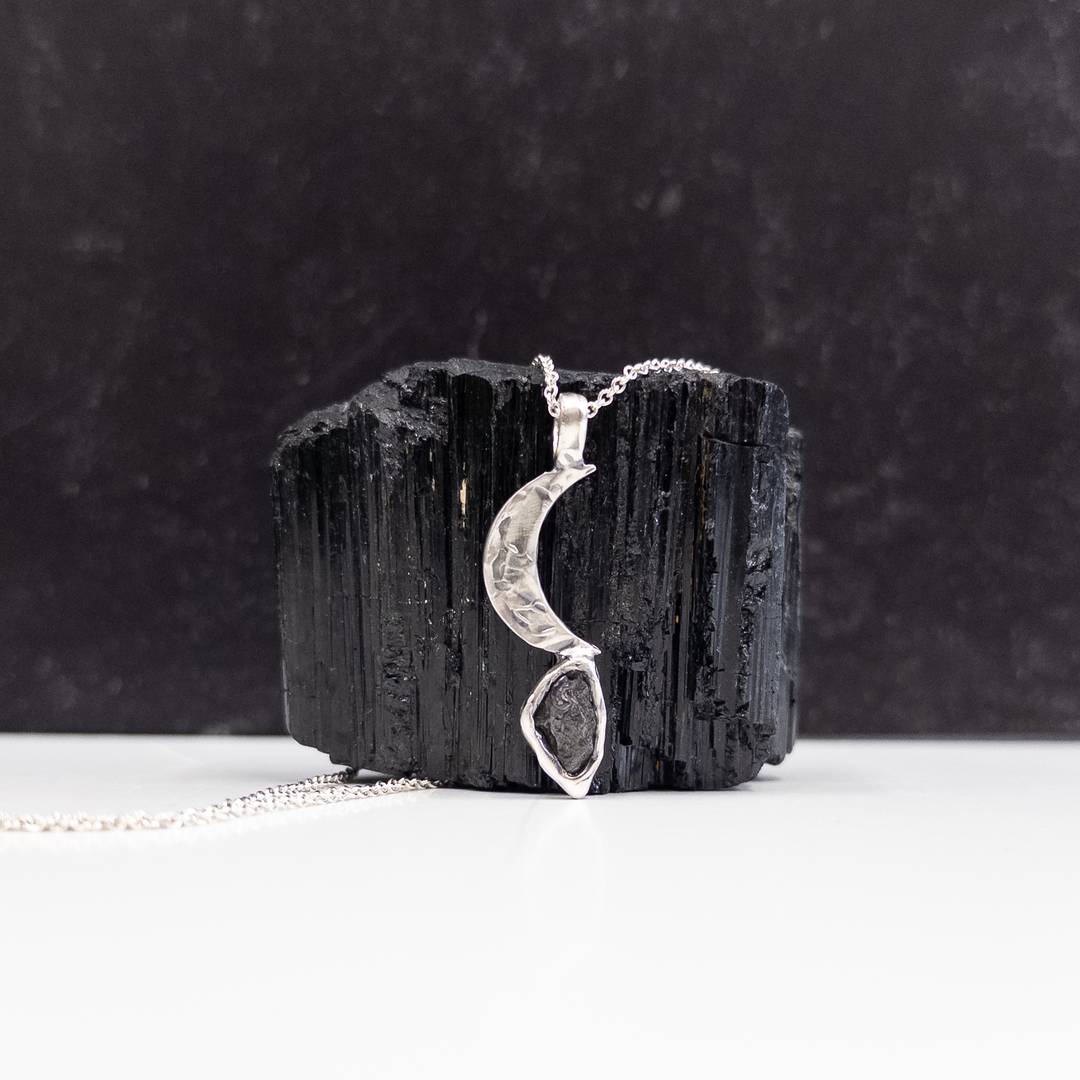 meteorite and moon pendant