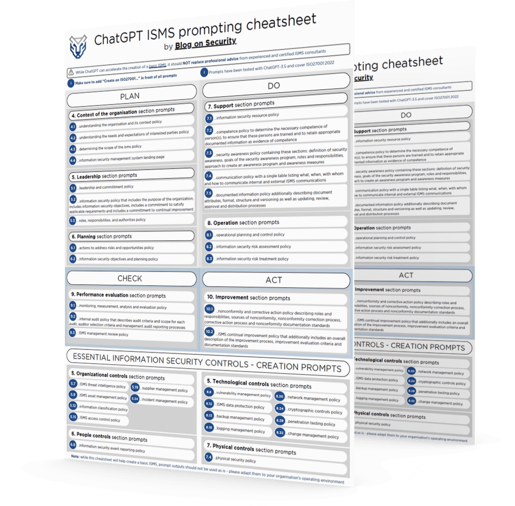 ChatGPT ISMS Cheatsheet