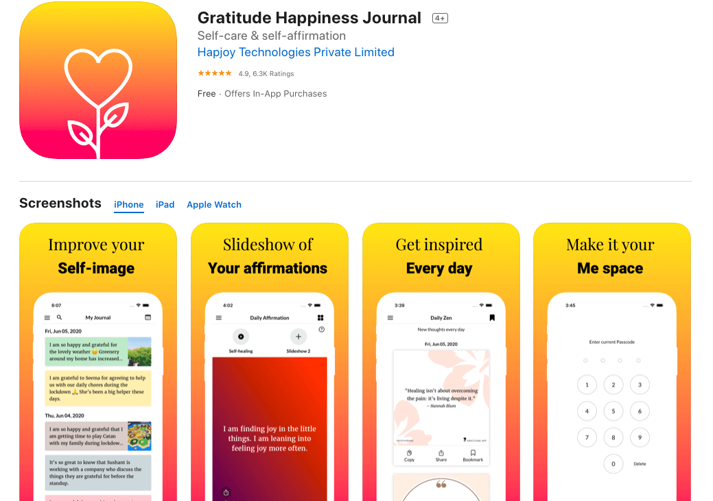 Gratitude journal shop app