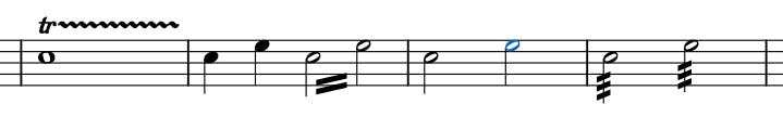 sheet music showing trills, tremolo, and rolls
