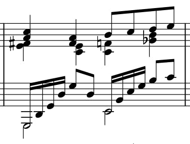 example of double-stemmed notes