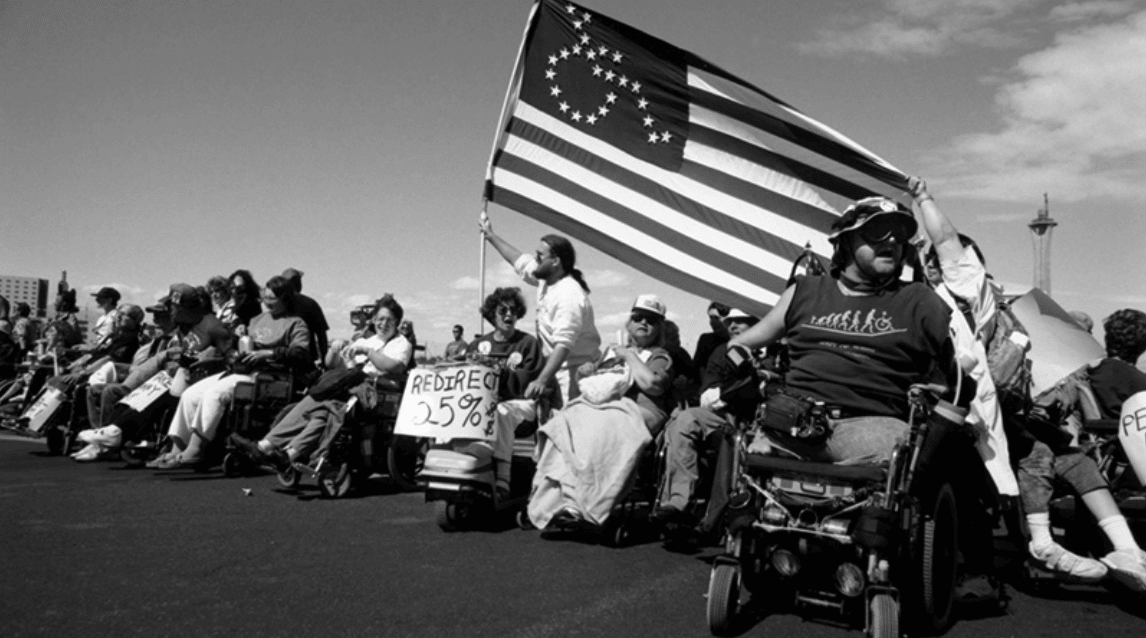 Disability activists at the Capitol Crawl, March 12, 1990, four months before the ADA became law.