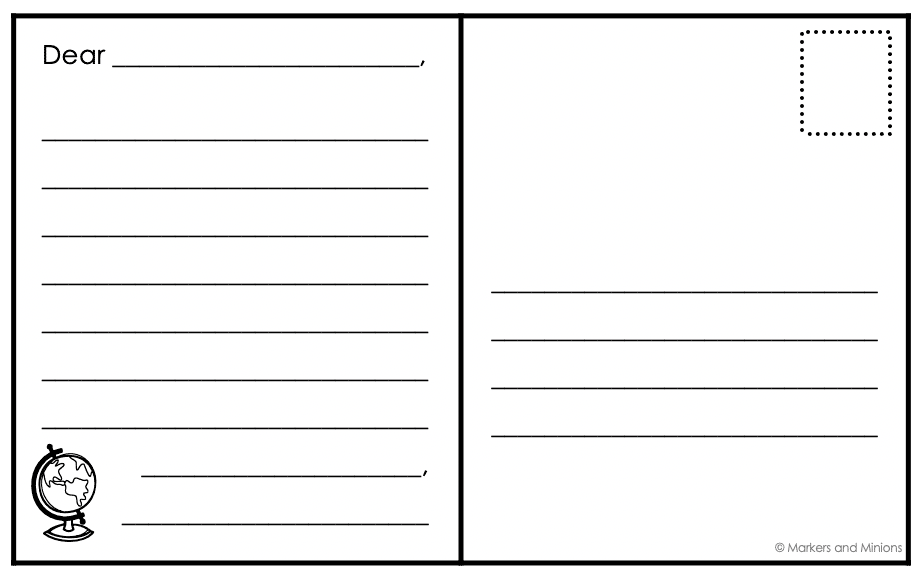 Pen Pal Postcard & Letter Templates (Both Primary & Upper Lines)