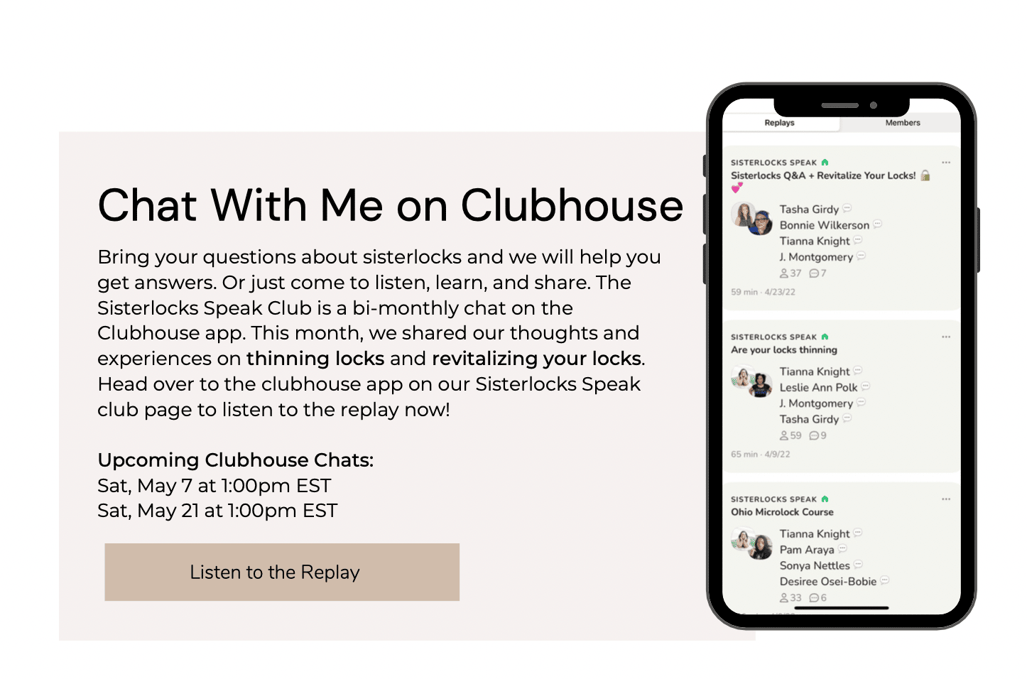 sisterlocks speak clubhouse