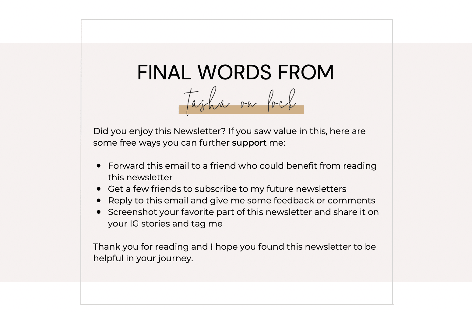 final words from tasha