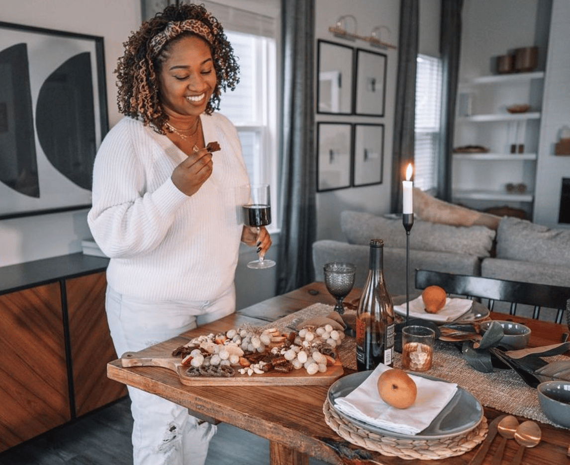 eating and drinking wine
