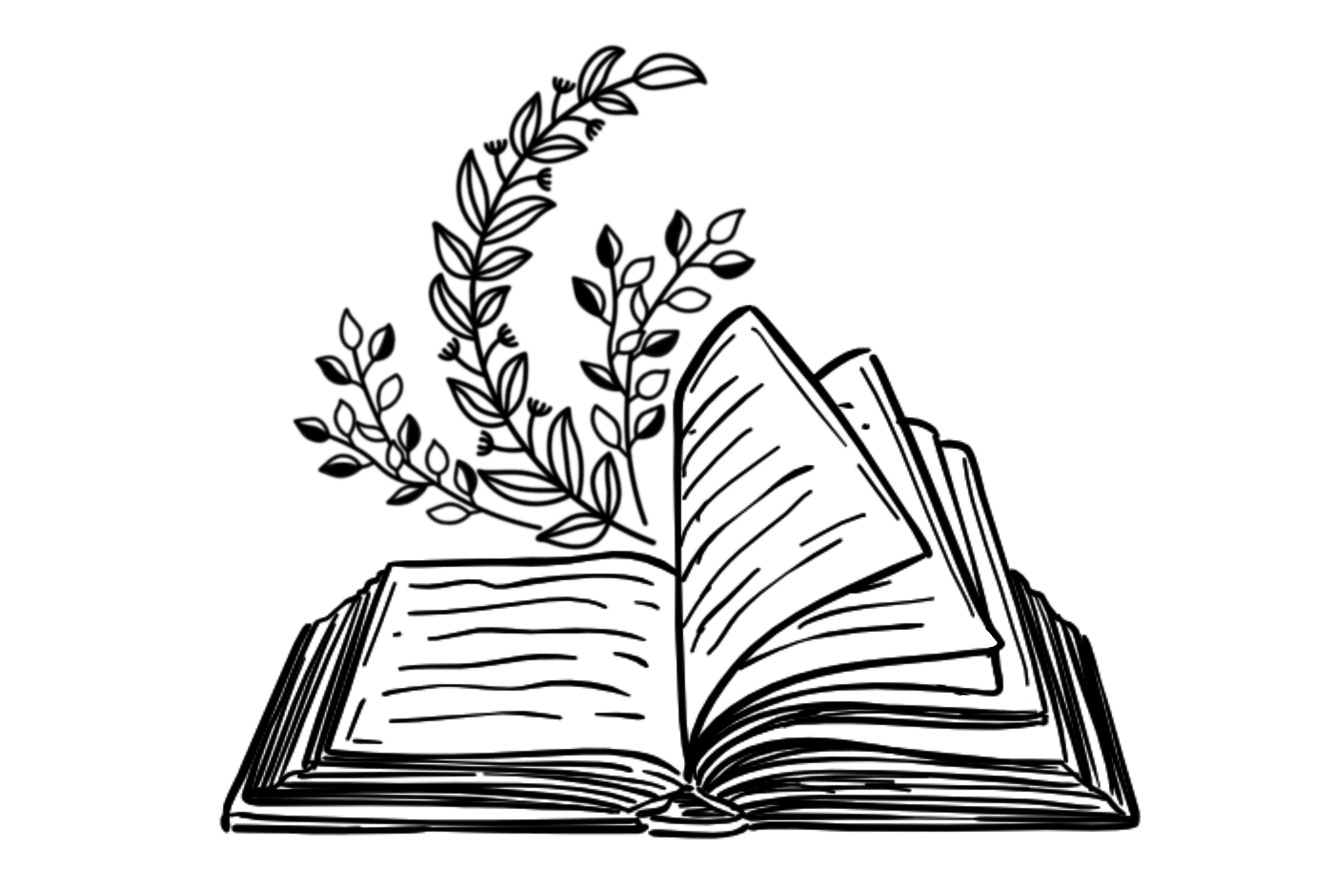 Open book with leaves sprouting from it