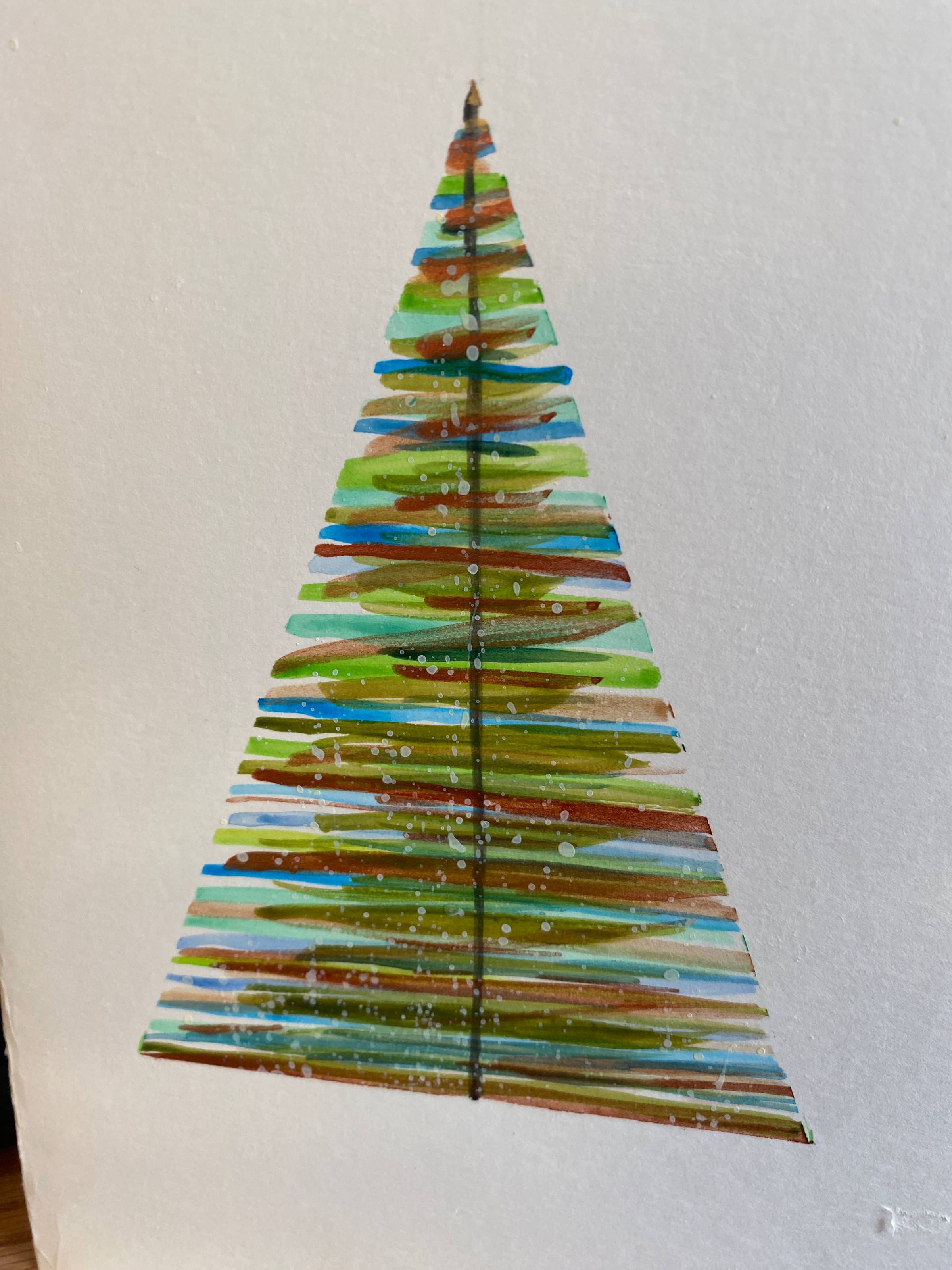 christmas tree card painting