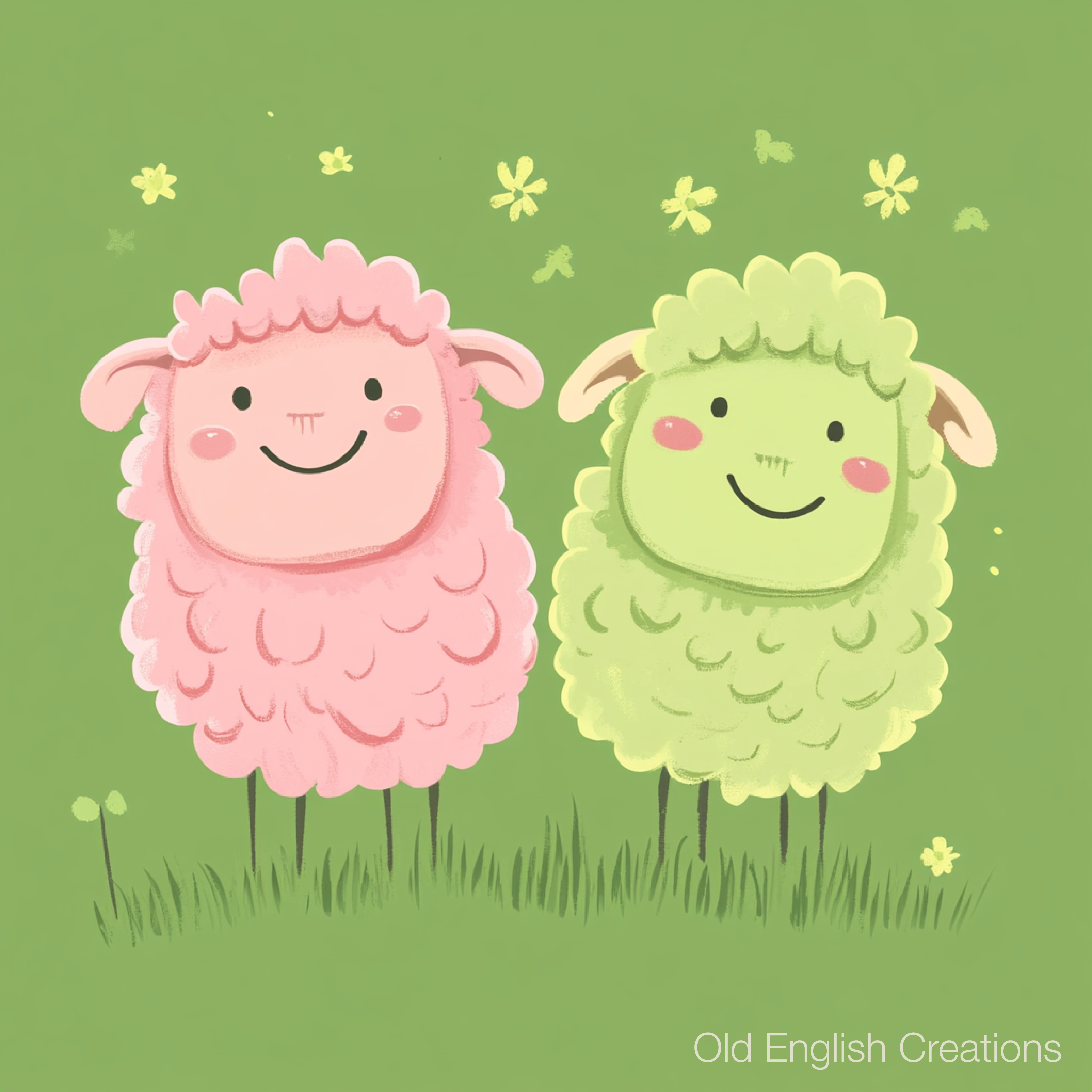 pink sheep green sheep