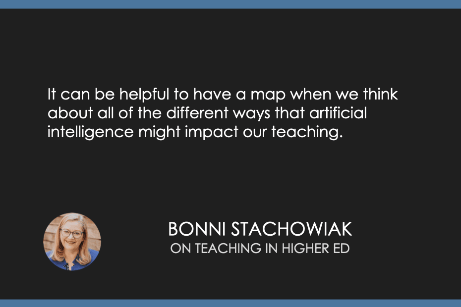 "It can be helpful to have a map when we think about all of the different ways that artificial intelligence might impact our teaching." Bonni Stachowiak