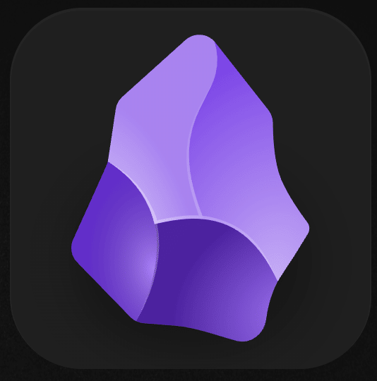 Obsidian logo - abstract, purple rock formation