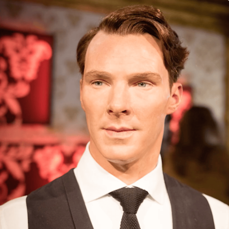 Screenshot of AI version of Benedict Cumberbatch, (or from a wax museum, I can't tell for sure)