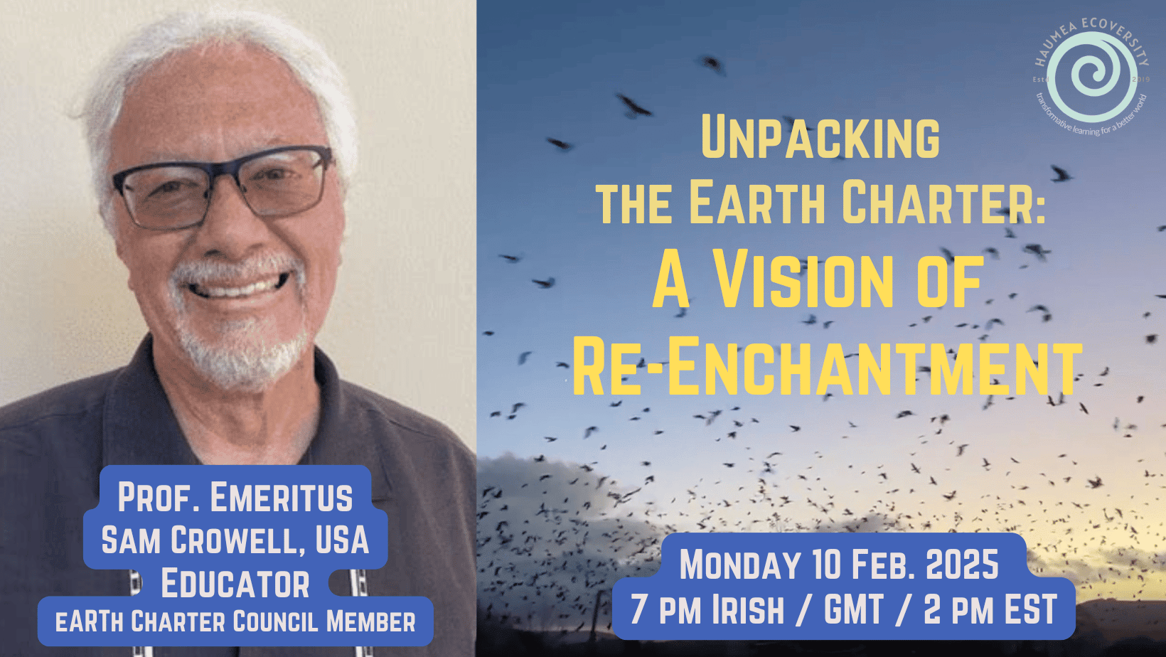 Poster for Earth Charter talk with Prof. Sam Crowell