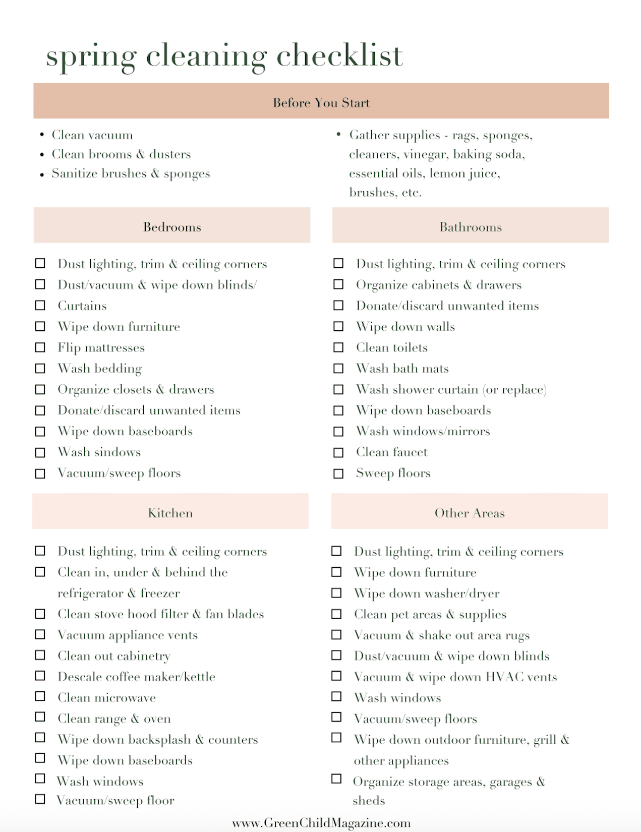 spring cleaning checklist