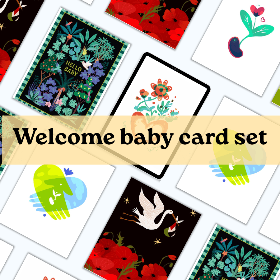 Printable new baby card set
