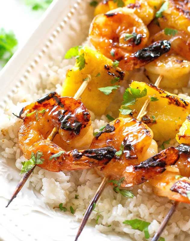 Grilled Shrimp Pineapple Skewers with Coconut Rice