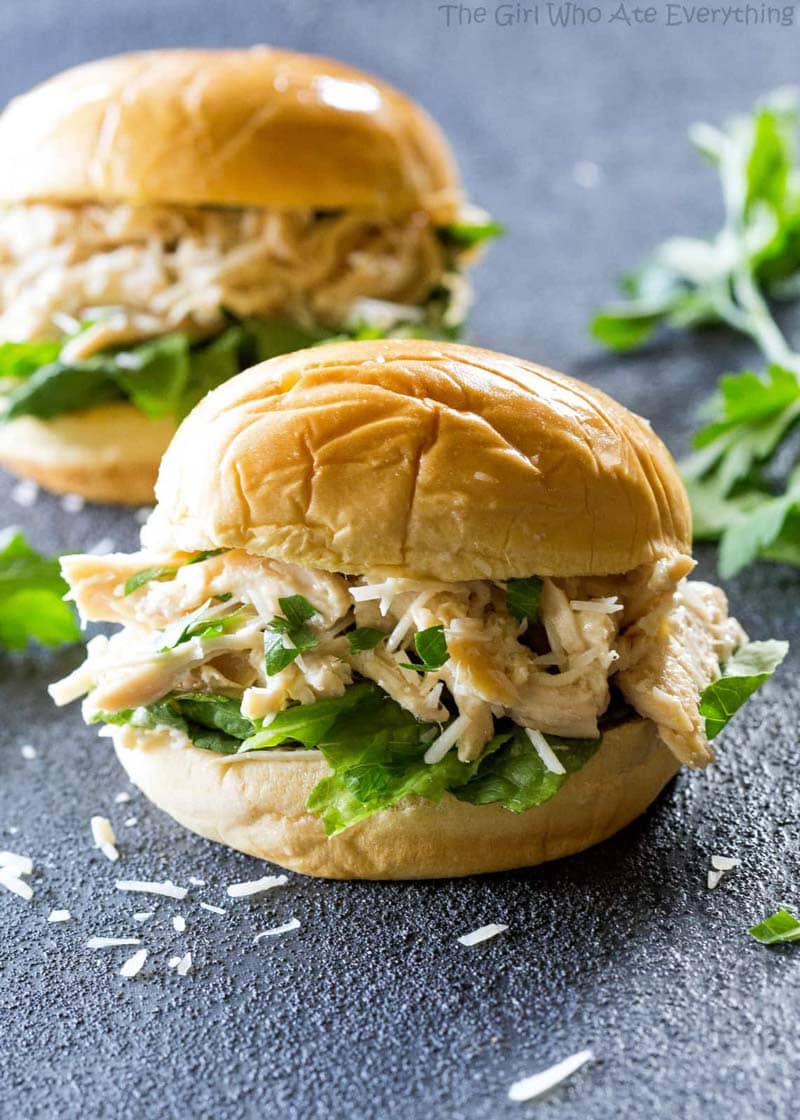 Slow Cooker Chicken Caesar Sandwiches