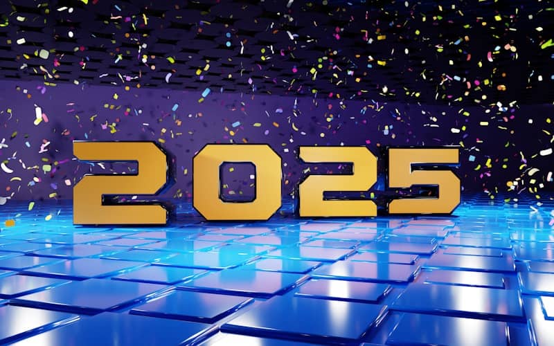 A blue tiled floor with confetti around it