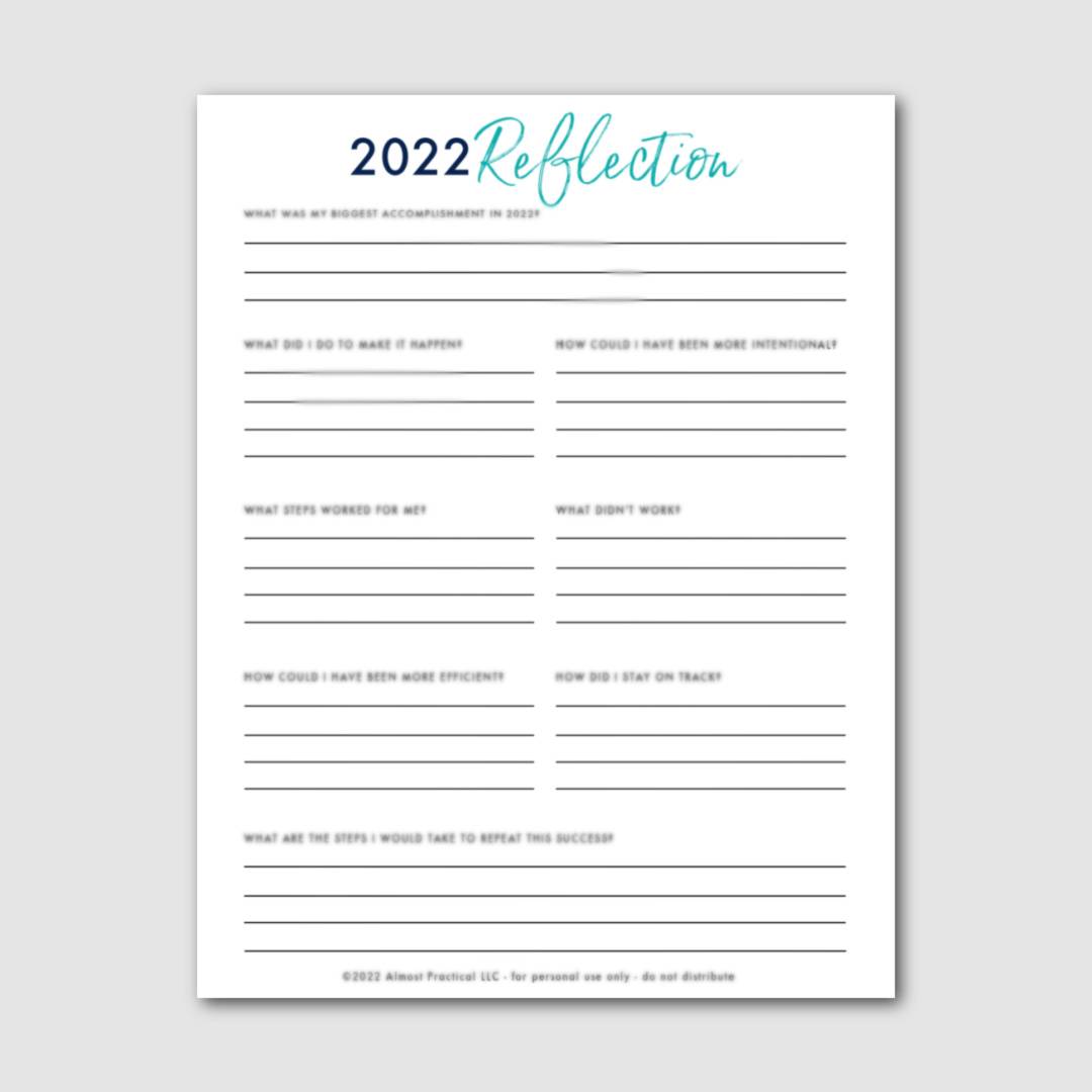 2022 reflection worksheet