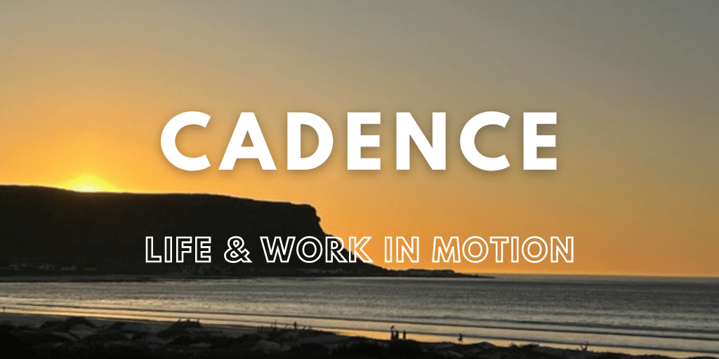 Cadence - Life & Work in Motion Banner Wording against colourful pattern