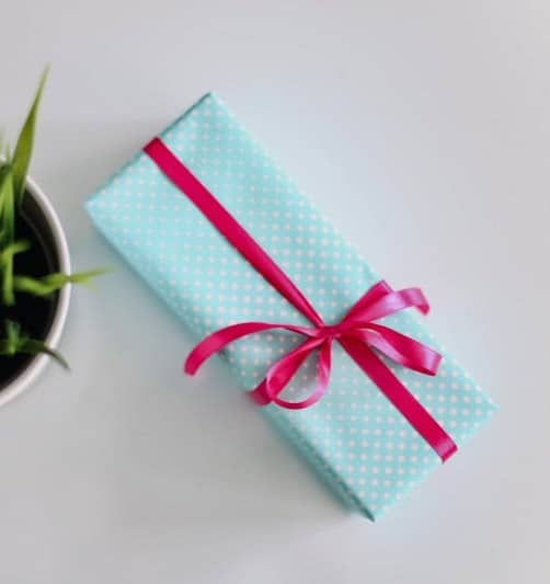 white gift box beside green leafed plant