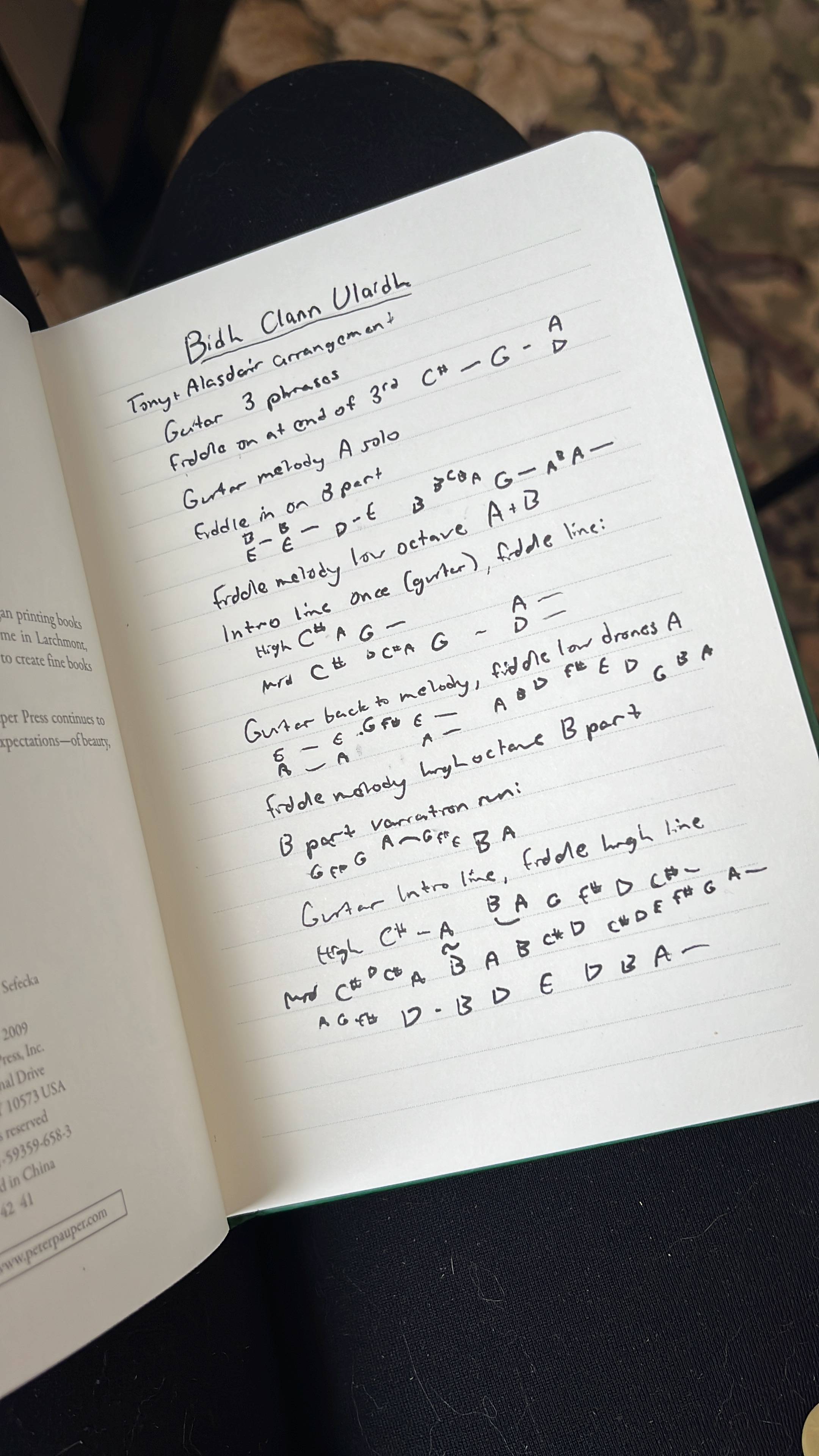 A handwritten transcription of an arranged Scottish piece