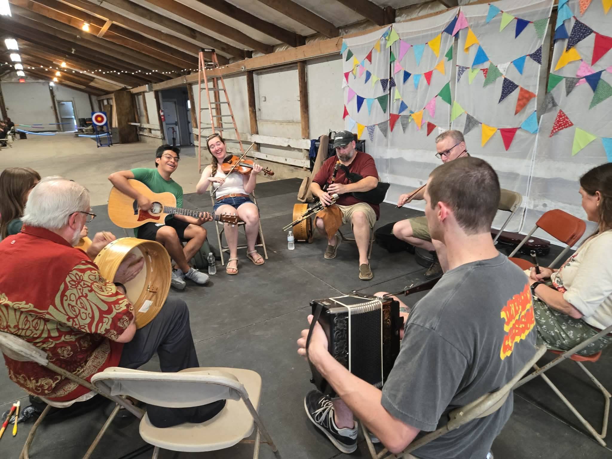 Bear and Hannah acting goofy in a session at Michigan Celtic Fest
