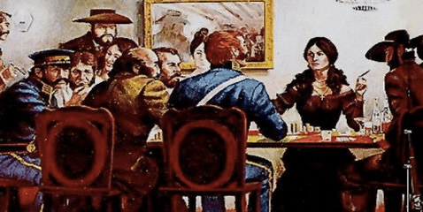 tules playing cards with the men