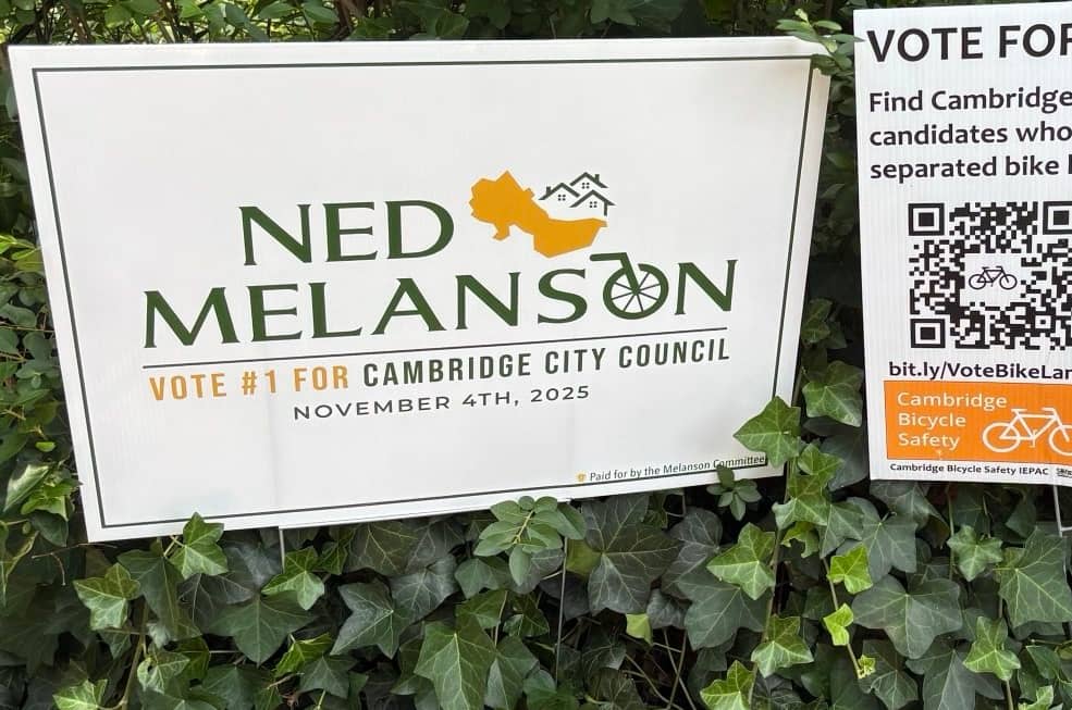 The first "Ned Melanson" campaign yard sign in a yard