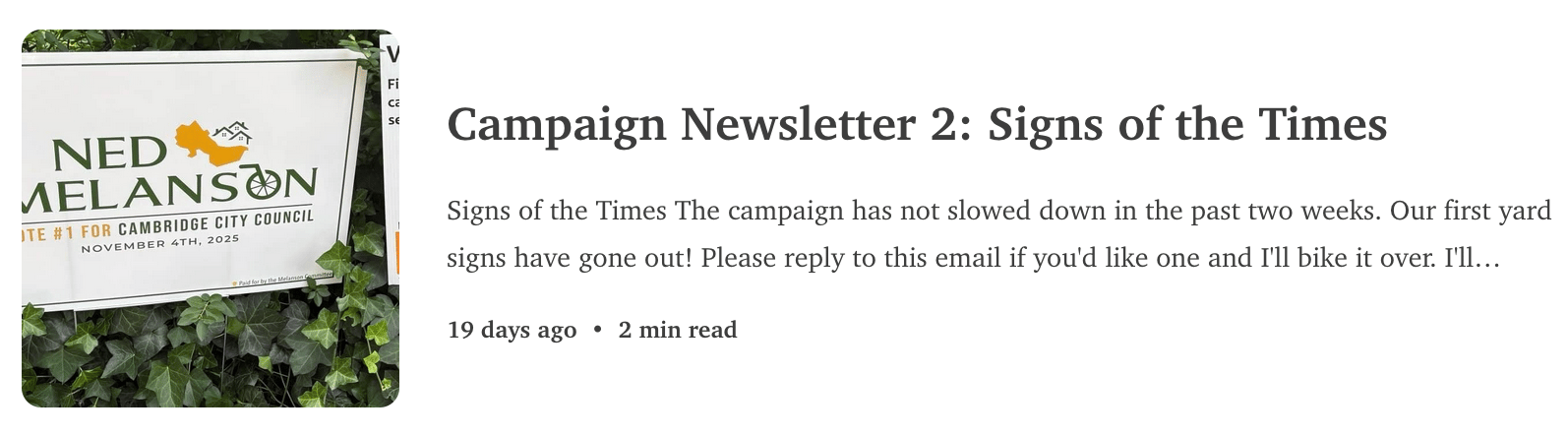 an image linking out to Campaign Newsletter #2
