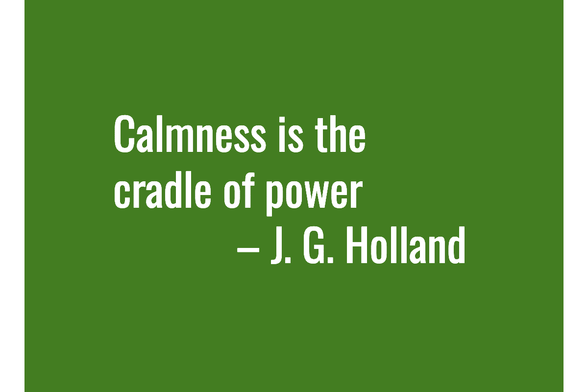 Text: Calmness is the cradle of power. – J. G. Holland