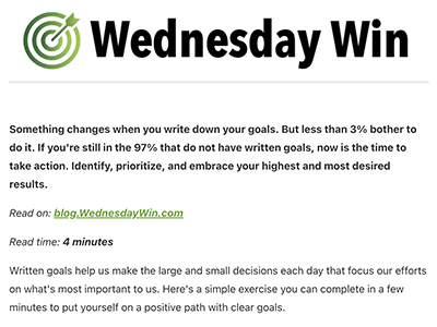 Preview of October 1, 2025, Wednesday Win weekly newsletter