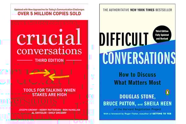 Book covers for Crucial Conversations and Difficult Conversations