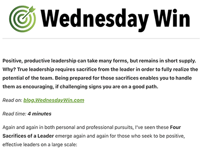 Preview of 30 July 2025 Wednesday Win weekly newsletter