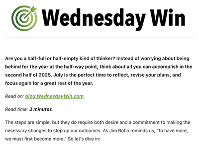 Preview of 9 July 2025, Wednesday Win weekly newsletter