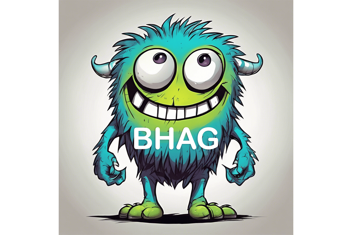 Illustration of a BHAG monster (Big Hairy Audacious Goal)