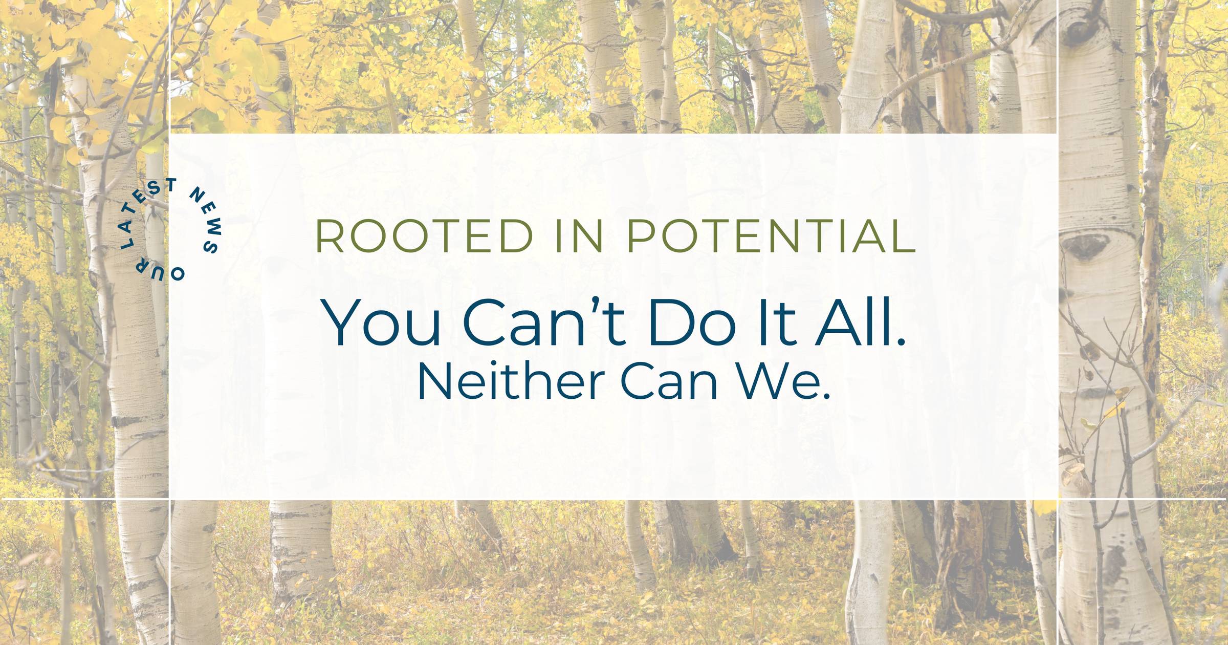 Rooted in Potential | You Can't Do It All. Neither Can We.