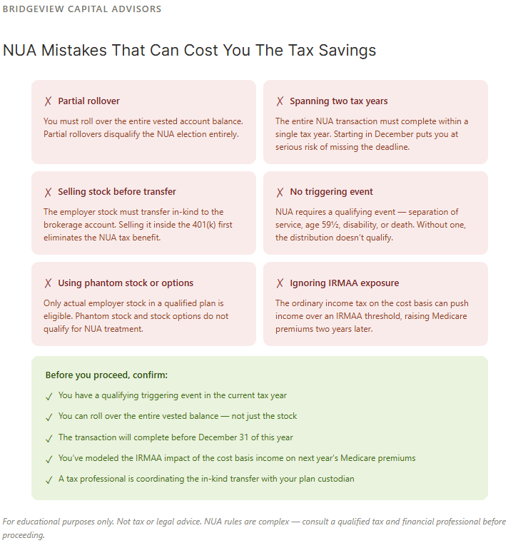 Tax Planning Mistakes To Avoid With NUA