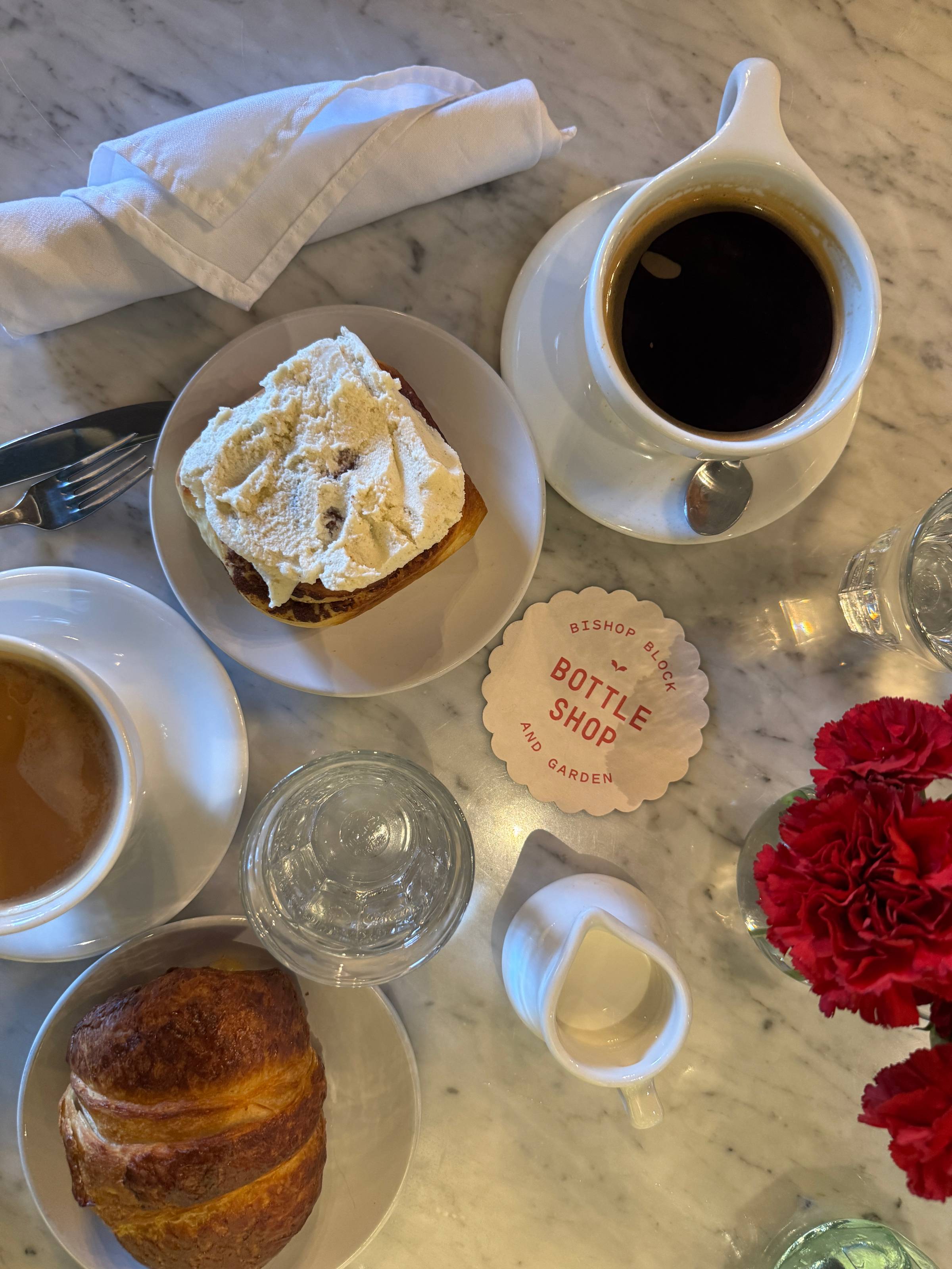 Post-hike coffee and pastries at Bishop Blockhouse Bottle Shop in Port Townsend.