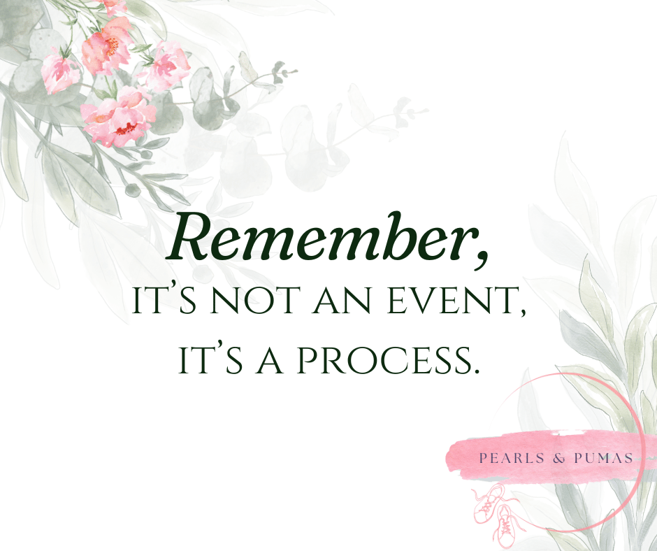 Remember, it's not an event. It's a process.