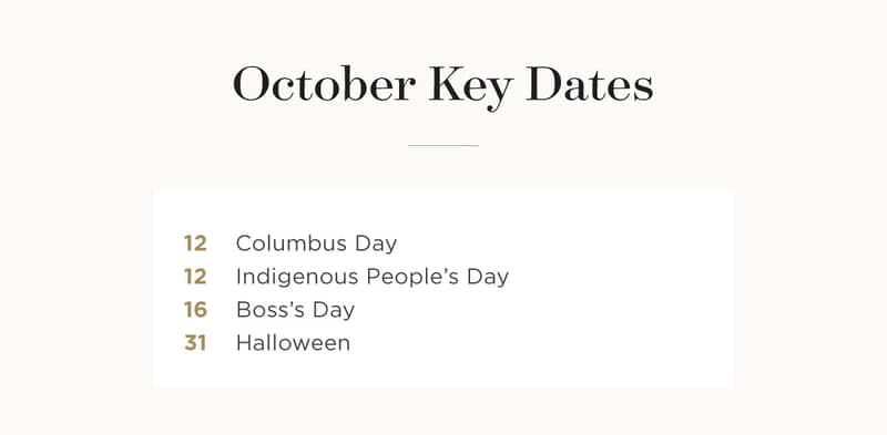 October key dates.