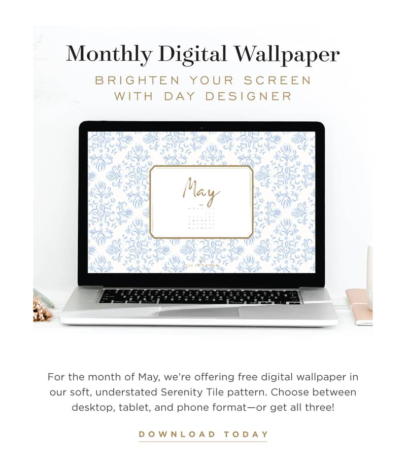 Download our free digital wallpaper in Serenity Tile!