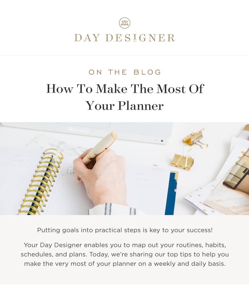Plan the week ahead and design each day for success!