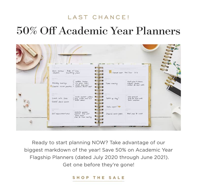 50% OFF academic year planners!