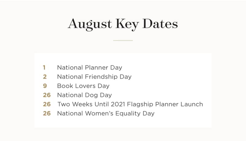 August Key Dates.