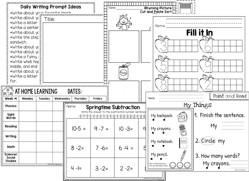 Distance Learning Worksheets And Activities For Kindergarten