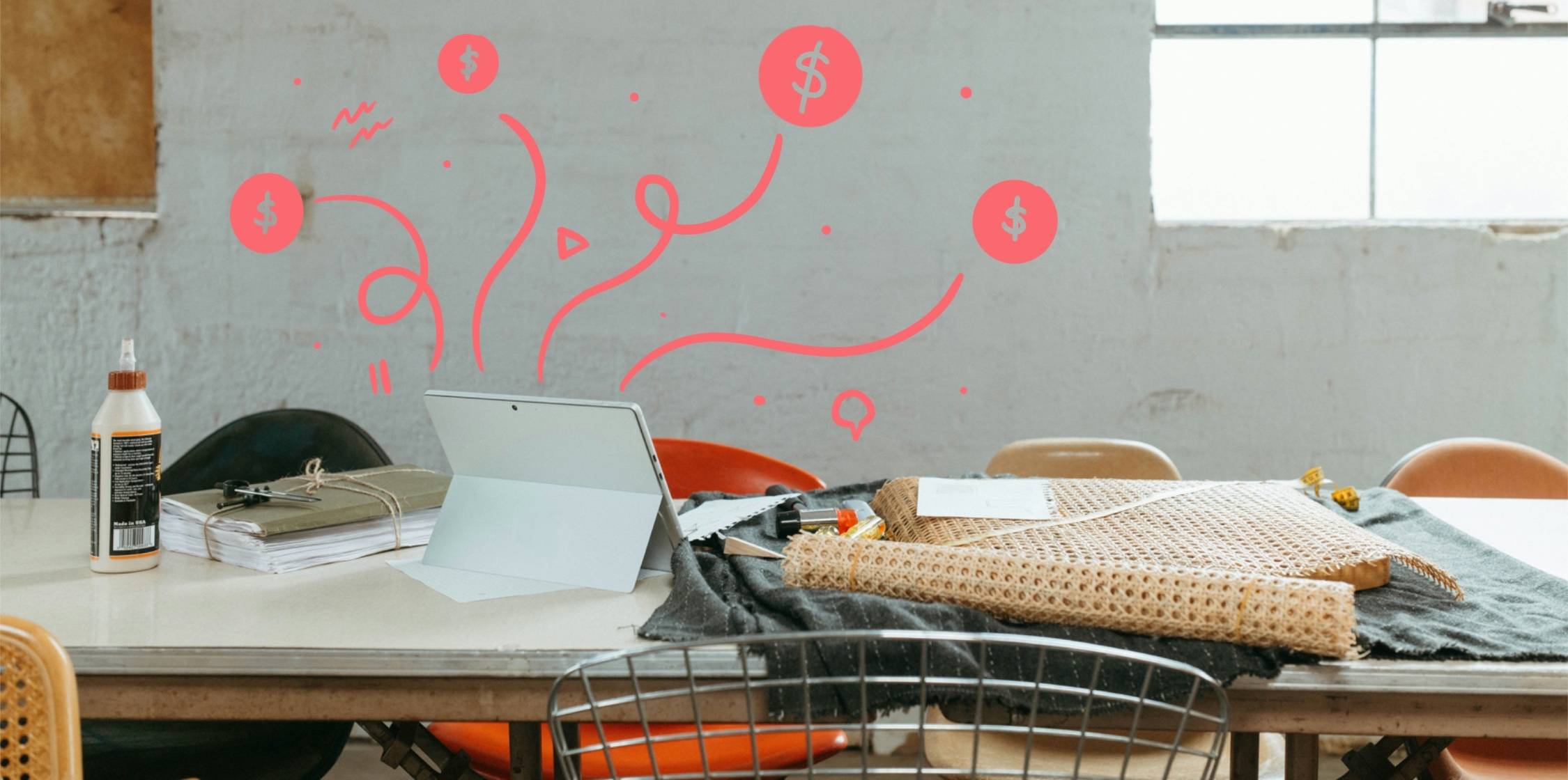 ipad with money illustrations