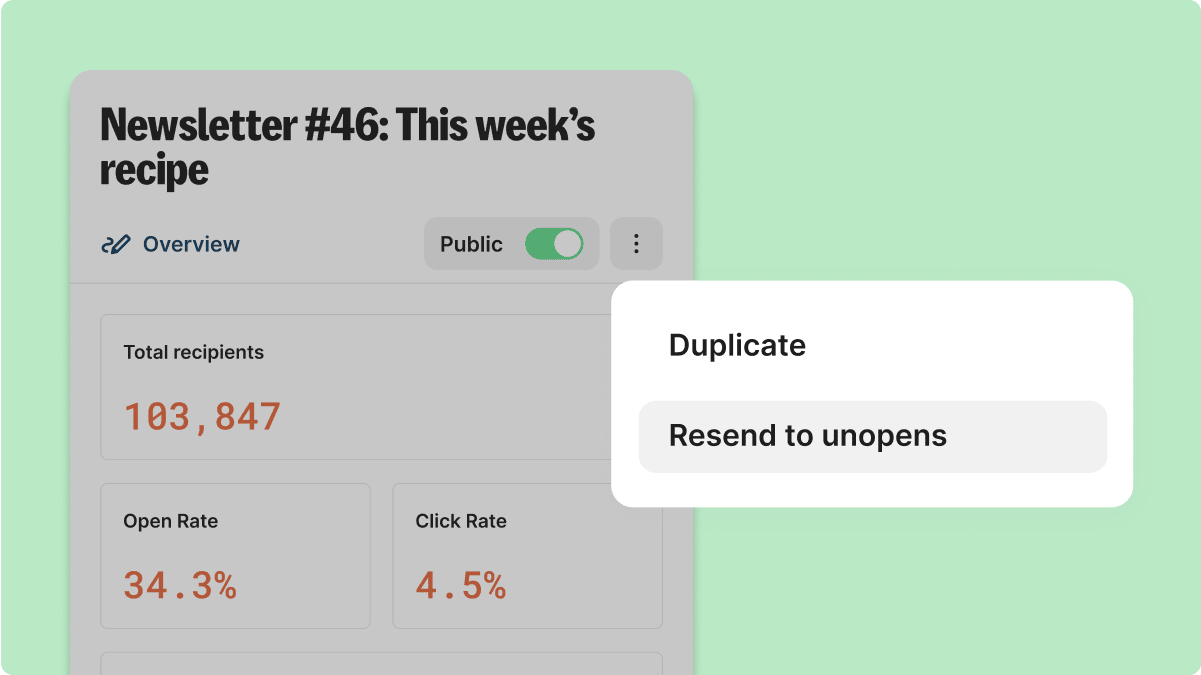 Screenshot of an email interface with an option to resend to unopened recipients